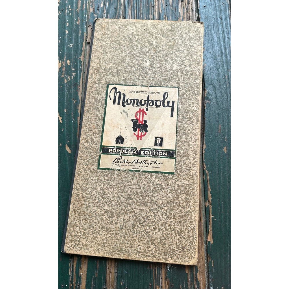 Vintage 1946 Monopoly Popular Edition Board Game Parker Brothers Wooden Pieces